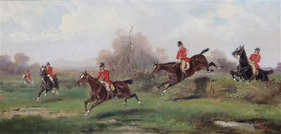 Rudolf Stone (19th century) Hunting scenes: The Meet, Full Cry, Over The Obstacle and The Death 5.75 x 12in.